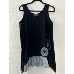 Zumi Top Womens Grey Sleeveless Tank Swing Layered Lagenlook Art Boho Asymmetric